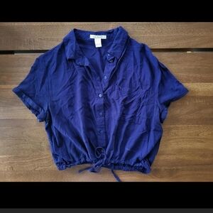 Zara Deep Blue Button-Down Shirt